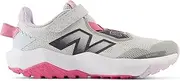 [New Balance] Kids Dynasoft Nitrel V6 Bungee Lace with Top Strap Running Sport Sneakers Shoes Grey Matter/Real Pink/Quarry Blue 2 M