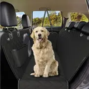 Back Seat Cover for Dogs, Standard Car Hammock with Mesh Window, Non-Slip, Waterproof, Backseat Protector for Travel. Black