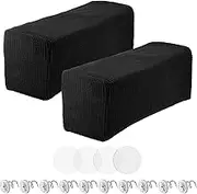 uxcell 2pcs Couch Arm Covers, Armchair Sofa Arm Covers with Twist Pin, Anti-Slip Furniture Protector Slipcovers for Chairs/Sofas, Black
