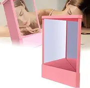 Non-Reversing Mirror, Small True Mirror, Precision Glass Viewing Angle Mirror, Non Reversing Mirror for True Image, Non-reversing Vanity Mirror, Slim Inverted Mirror (Pink)