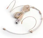 Sujeetec Headset/Headworn Microphone - 3 Pin Mini XLR Microphone for AKG Samson Wireless System & Bodypack Transmitter-Beige Dual Earhook Omnidirectional Headset Head Mic