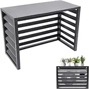 ZGSYH Air Conditioner Fence for Outside,New Metal Louvered Privacy Screen AC Fence Screen,4 Panels Weatherproof Freestanding AC Covers for AC Units/Trash Cans(Gray,Large)