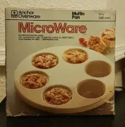 Anchor Ovenware Microwave Muffin Pan "Vintage" 6 Muffins