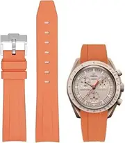 [Danxancy] Curved End Rubber Watch Strap Compatible with Omega Swatch Moonswatch Speedmaster Planet Series for Men Women