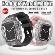 40/41/44/45MM For Apple Watch SE765 Silicone Band Strap Transparent Case Mod Kit