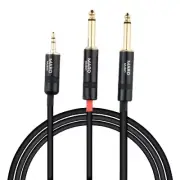 Maro 3.5mm 1/8" TRS to Dual 6.35mm 1/4" TS Mono Y Cable Splitter Cord, 10ft