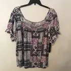 Absolutely Famous Womens 3x Patchwork Shirt Boho Peasant Soft
