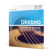 D'Addario Acoustic Guitar Strings Phosphor Bronze Light .012-.053 EJ16
