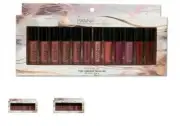 LUXE UP 12-PC Liplocked Deluxe Set Liquid Lip Stains with Gloss, Primer & Stain