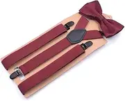 [SLEDEZ] Men's Suspender Bow Tie Set Man Suspenders Back Tie Set Multi-Colour Available (Color : Colour 5, Size : Free Size)