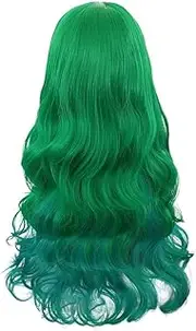 Rbenxia Curly Cosplay Wig Long Hair Heat Resistant Spiral Costume Wigs (Gradient Green)