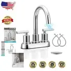 Stylish 4-Inch Centerset Bathroom Faucet with 360 Swivel Spout - Chrome Finish