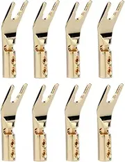 ISTOVO 8PCS HiFi Banana Y Spade Y Gold Plated Pure Copper Screw Fork HiFi Speaker Spade Connector Plugs Easy to Use Copper
