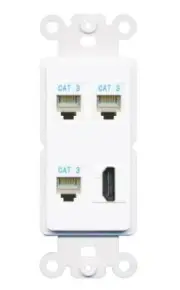3 Port Phone RJ11-12 HD Wall Plate DecorZ ROCKER White
