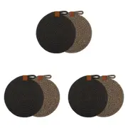 3x 2pc Ladelle Nash Heat-Resistant Trivets Mats Non-Slip Holders Charcoal Grey