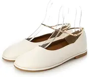 [EVOL] Evor IX5459 Women's Removable Anklet Flat Pumps, White, 9.3 inches (23.5 cm), white, 23.5 cm