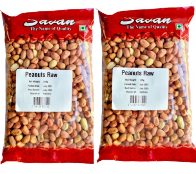 2 Packets x 500g (1kg) Raw Peanuts Kernels shelled with Skin Premium Quality