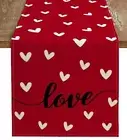 RED LOVE VALENTINE'S DAY TABLE RUNNER, SEASONAL ANNIVERSARY KITCHEN DINING TABLE