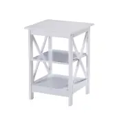 Maestro Furniture Lortelle Wooden End Lamp Side Table 2-Open Shelves White