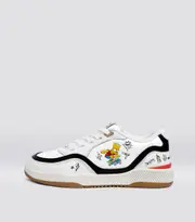 Women's White Leather/Bart Simpson Low Top Sneakers | Uba