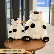 Cat Plush with Balls | Kawaii Lazy Egg-Style Cat Pillow Plushie | Gifts for Cat