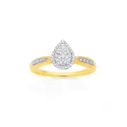 9ct Gold Diamond Pear Shape Ring