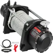 Industrial Hydraulic Winch 4535kg, Hydraulic Anchor Winch with 24m Strong Steel Cable, Hydraulic Drive Winch Adapter Kit, Utility Winch with Mechanical Lock for Tacoma Yukon Hummer,