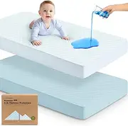 2-Pack Protect+ Waterproof Crib Mattress Protector (Quin, Glacier)