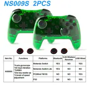 2PCS Bluetooth 2.4G Wireless Controller For Nintendo Switch Pro PC TV Box Smart Phone Tablet PS3 Tesla Shock Joystick Gamepad No Box 2PC Crystal Green