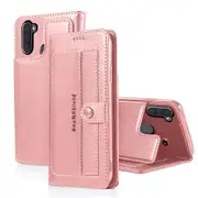 For Samsung Galaxy A11 Case SupRShield Luxury Wallet Leather Flip Magnetic Stand Case Cover (Rose Gold)