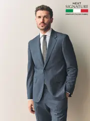 Grey Slim Fit Signature Texture Marzotto Italian Fabric 100% Wool Suit Jacket (E82632) | $271