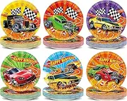 60Pcs Hot Car Birthday Party Supplies Colorful Racing Cars Plates Race Car Tableware Party Decorations for Kids Boys Baby Shower Hot Car Wild Racer Dinnerware Party Favors for 60 Guest