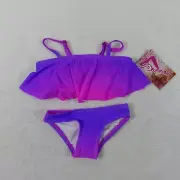 Kanu Surf Swimsuit Girls 3T Pink Purple Ombre 2 Piece Bikini Flounce 7571