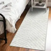 Geometric Washable Area Rug - 4x6 Modern Beige Entryway Non Slip Stain Resist...