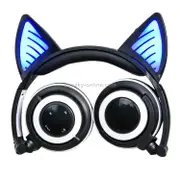Foldable Wireless Bluetooth V4.2 Glowing Cat Ear Headphone Gaming Headset With Led Light and Mic