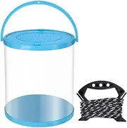 Perfk Lure Bucket with Rope Wash Basin Live Holder Multipurpose Water Container Collapsible Bucket for Boating Household, Blue 7L 21x22cm