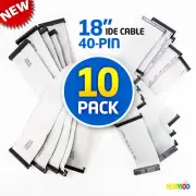 10 X 40 Pin 18" Wire 3-Connector ATA IDE Flat Ribbon Cable HDD CD DVD ROM DRIVE