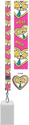 Silver Buffalo Hey Arnold #Bae Lanyard Badge Holder ID Rubber Charm Keychain