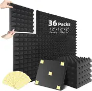36 Packs Acoustic Foam Panels Pyramid 2"×12"×12" High Density Sound Proof Foam P