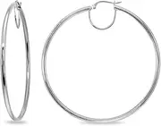 [Hoops 4 Less] Sterling Silver Polished Round Large Hoop Earrings for Women Girls (2x50mm-70mm Diameter)