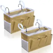 2pcs Bedside Caddy Storage Organizer, Hanging Bag Holder with Khaki-2pcs