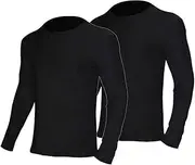 [YUSHOW] Men's 2 Pack Thermal Underwear Tops for Men Long Sleeve Winter Gear Warm Underwear Baselayer Ultra Soft Thermals Cold Weather Black