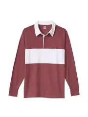 Victoria's Secret Pink Long Sleeve Rugby/Polo Button-up Tee Morning Rose NWT