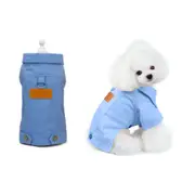 ANYWAGS Pet Clothes Blue Denim Coat Jacket Costume with Leash Ring for Special Occasion