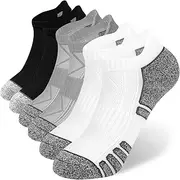 [vvfxx] 6 Pairs Mens Trainer Socks Sports Socks White Black Grey, Cotton Ankle Socks Low Cut Sports Cushioned Socks