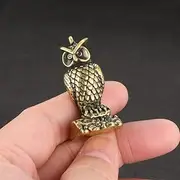 CHOVY Vintage Solid Brass Owl Figurine - Adorable Desk Decor for Collectors - Perfect Home or Office Accent(Little Owl)