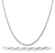 3MM Solid 925 Sterling Silver Italian DIAMOND CUT ROPE CHAIN