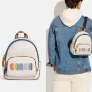 Coach Mini Court Pebble Leather Backpack with RainbowCoach CA624