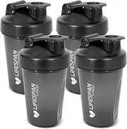 Lifespan Fitness Shaker Bottle Pack of 4, 500 ml Capacity, Black