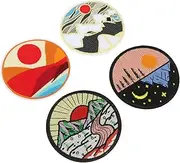 Gogogmee 4Pcs Cloth Patch Decorative Embroidered Applique for DIY Clothing Repair Bright Color Patches for Hats Bags and Garments Durable and Unique Design